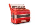 Vintage red accordion,isolated on white background
