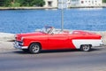 Vintage red American car at Havana, Cuba Royalty Free Stock Photo