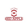 Vintage Red Apple Store Logo Ideas. Inspiration logo design. Template Vector Illustration. Isolated On White Background Royalty Free Stock Photo