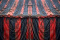 Vintage Red and Blue Circus Tent Entrance with Elegant Draperies and Golden Finials