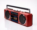 Vintage red boom box on white background Royalty Free Stock Photo