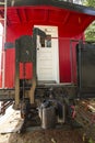 Vintage red caboose parked on rails, North Conway, New Hampshire Royalty Free Stock Photo