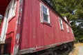 Vintage red caboose parked on rails, North Conway, New Hampshire Royalty Free Stock Photo