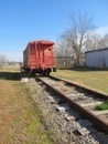 Old red caboose on railway Royalty Free Stock Photo