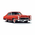 Vintage Red Cadillac Classic Car Vector Illustration