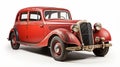 Vintage Red Car: A Timeless Beauty On White Background