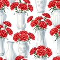 Vintage Red Carnation Floral Pattern Design Royalty Free Stock Photo