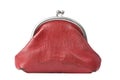 Vintage red change purse isolated Royalty Free Stock Photo