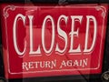 Vintage Red Closed Sign Hanging In Store Window Royalty Free Stock Photo