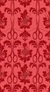 Vintage Red Damask Pattern with Scissors and Spools Royalty Free Stock Photo