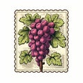 Vintage Style Grape Illustration With Darkroom Printing And Pop Art Iconography