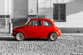 Red Vintage Italian Car On Black And White Background
