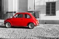 Red Vintage Italian Car On Black And White Background