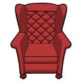 Vintage red leather armchair view front