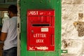 Vintage red letter box in Mauritius Royalty Free Stock Photo