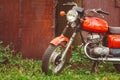 Vintage Red Motorcycle Generic Motorbike In Countryside Royalty Free Stock Photo