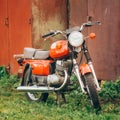 Vintage Red Motorcycle Generic Motorbike In Royalty Free Stock Photo