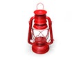 Vintage red oil lantern restored - slight top down view