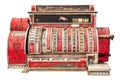 Red ornamental cash register isolated on a white background Royalty Free Stock Photo