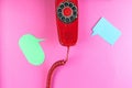 Vintage red phone and speech ballons Royalty Free Stock Photo