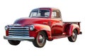 Vintage red pickup truck isolated on transparent background. Royalty Free Stock Photo