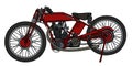 The vintage red race motorcycle