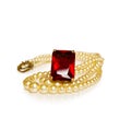 Vintage red ruby ring and pearls Royalty Free Stock Photo