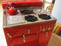 Vintage red 1950s Chambers gas range stove oven combination Model C restored to working order Royalty Free Stock Photo