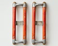 Pair of Vintage Wooden and Metal Handles Royalty Free Stock Photo