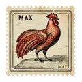 Vintage Red Stamp With Rooster: Max By Christian Schloe