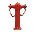 Vintage red street fire hydrant on a gray wall background. Royalty Free Stock Photo