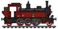 The vintage red tank engine steam locomotive