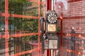 Vintage red telephone box. Royalty Free Stock Photo