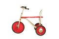 Vintage red tricycle isolated on white Royalty Free Stock Photo