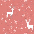 Vintage red and white reindeer seamless pattern solid pastel colors vector illustration Royalty Free Stock Photo