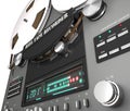 Vintage reel tape recorder close-up 3d illustration. Royalty Free Stock Photo