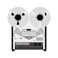 Vintage reel to reel tape recorder deck. Retro technologies. Vector Illustration on isolated white background Royalty Free Stock Photo