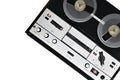 Vintage reel to reel tape recorder on white background.Retro tape recorder from the USSR Royalty Free Stock Photo