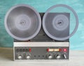 Vintage reel to reel tape recorder, open reel audio recorder. Vintage audio gear Royalty Free Stock Photo