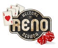 Vintage Reno Sign Logo with Dice and Playing Cards Royalty Free Stock Photo