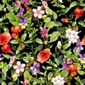 Vintage repeating floral pattern, seamless meadow watercolor background Royalty Free Stock Photo