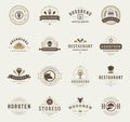 Vintage Restaurant Logos Design Templates Set