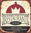 Vintage restaurant sign template