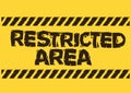 Vintage Restricted Area sign in yellow