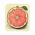 Grapefruit On Postage Stamp: A Bombacore Style Illustration