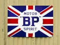 Vintage Retro Advertising Metal Sign, Motor Spirit Royalty Free Stock Photo