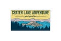 Vintage Retro American Crater Lake National Park for Outdoor Adventure T Shirt Logo Illustration Royalty Free Stock Photo