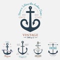 Vintage retro anchor badge vector sign sea ocean graphic element nautical anchorage symbol illustration Royalty Free Stock Photo