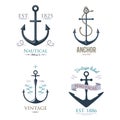 Vintage retro anchor badge vector sign sea ocean graphic element nautical anchorage symbol illustration Royalty Free Stock Photo