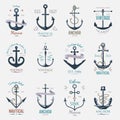 Vintage retro anchor badge vector sign sea ocean graphic element nautical naval illustration